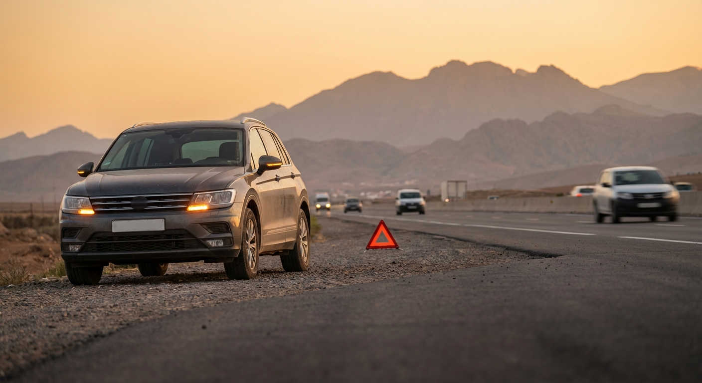 Panne sur l'autoroute au Maroc